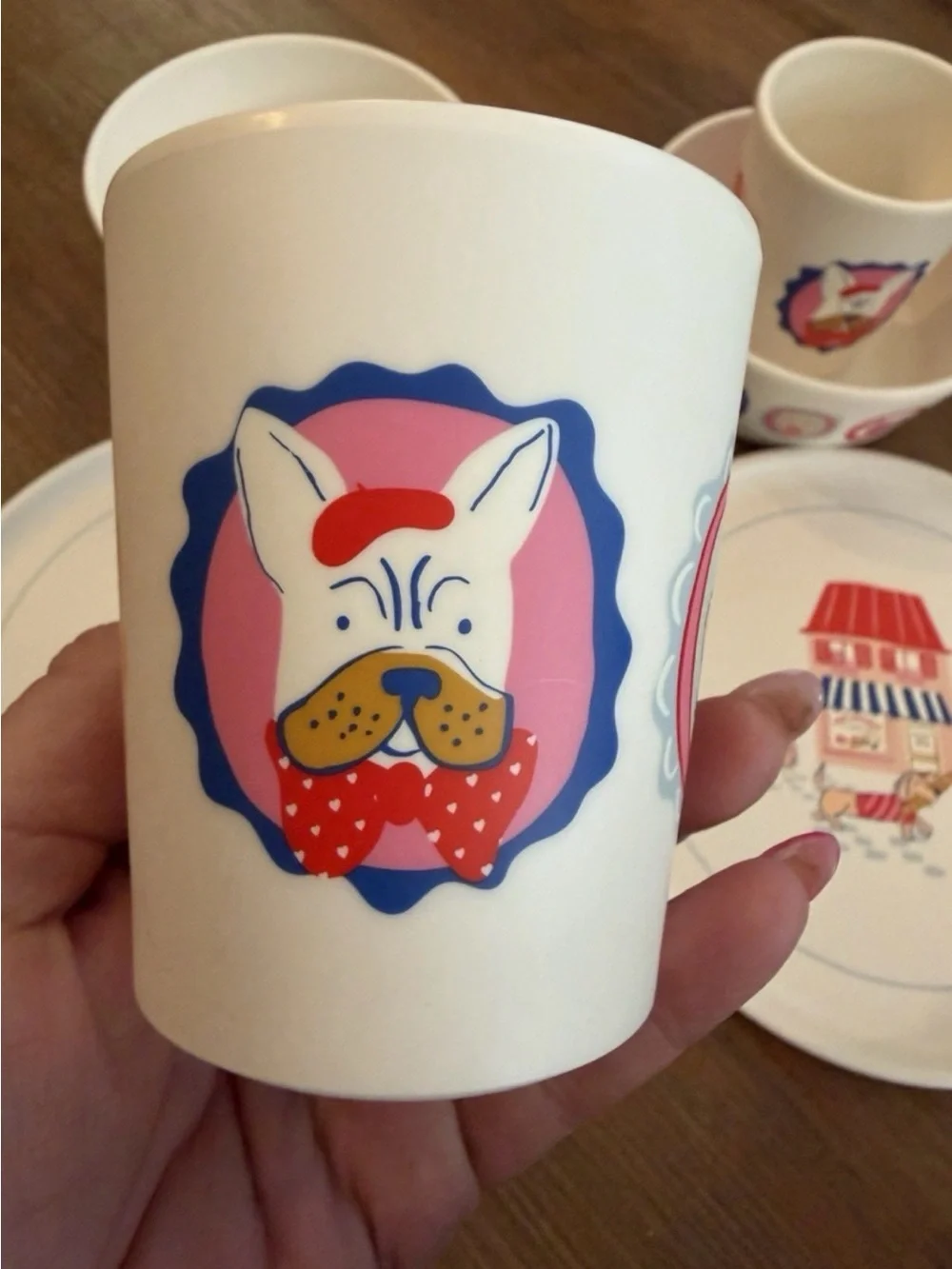 Target Pillowfort kids Dinnerware Set with Persian dog Bakery theme